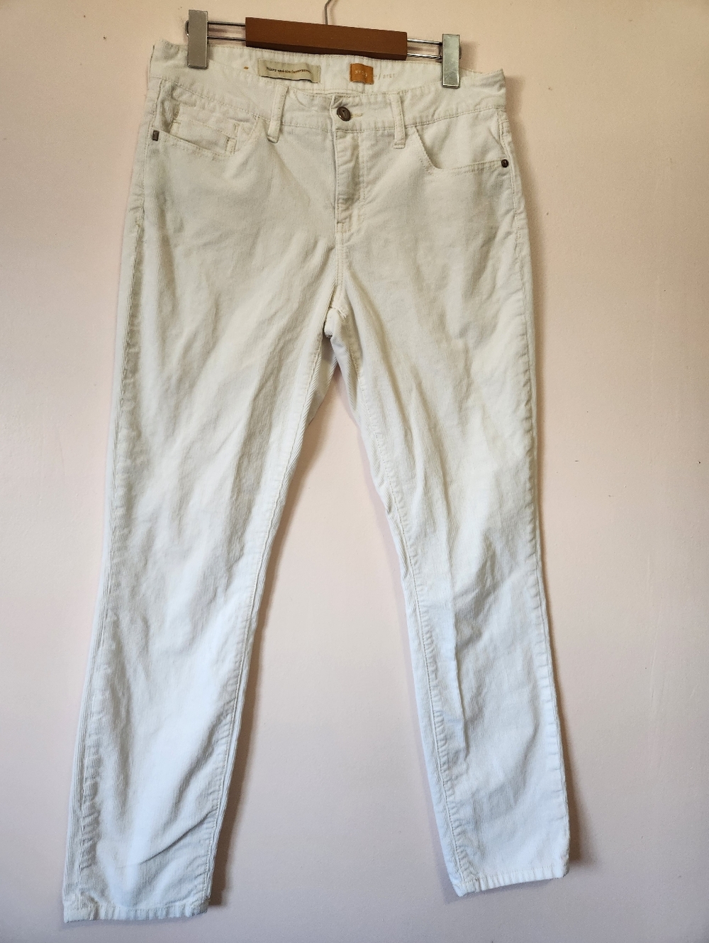 Anthropologie Pilcro Stet Corduroy Pants Ivory White Slim Straight Like New 29